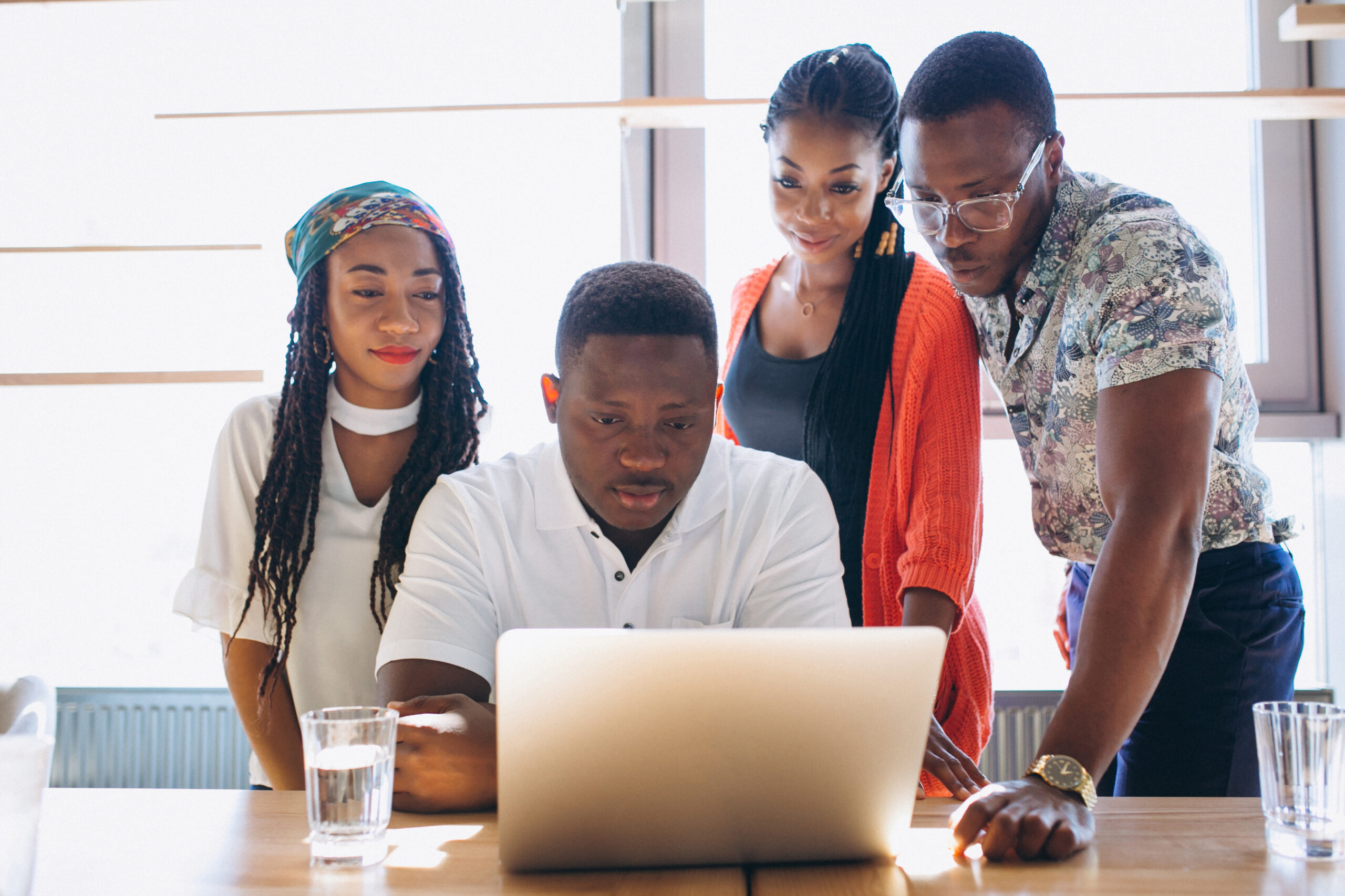 Group of afro americans working together