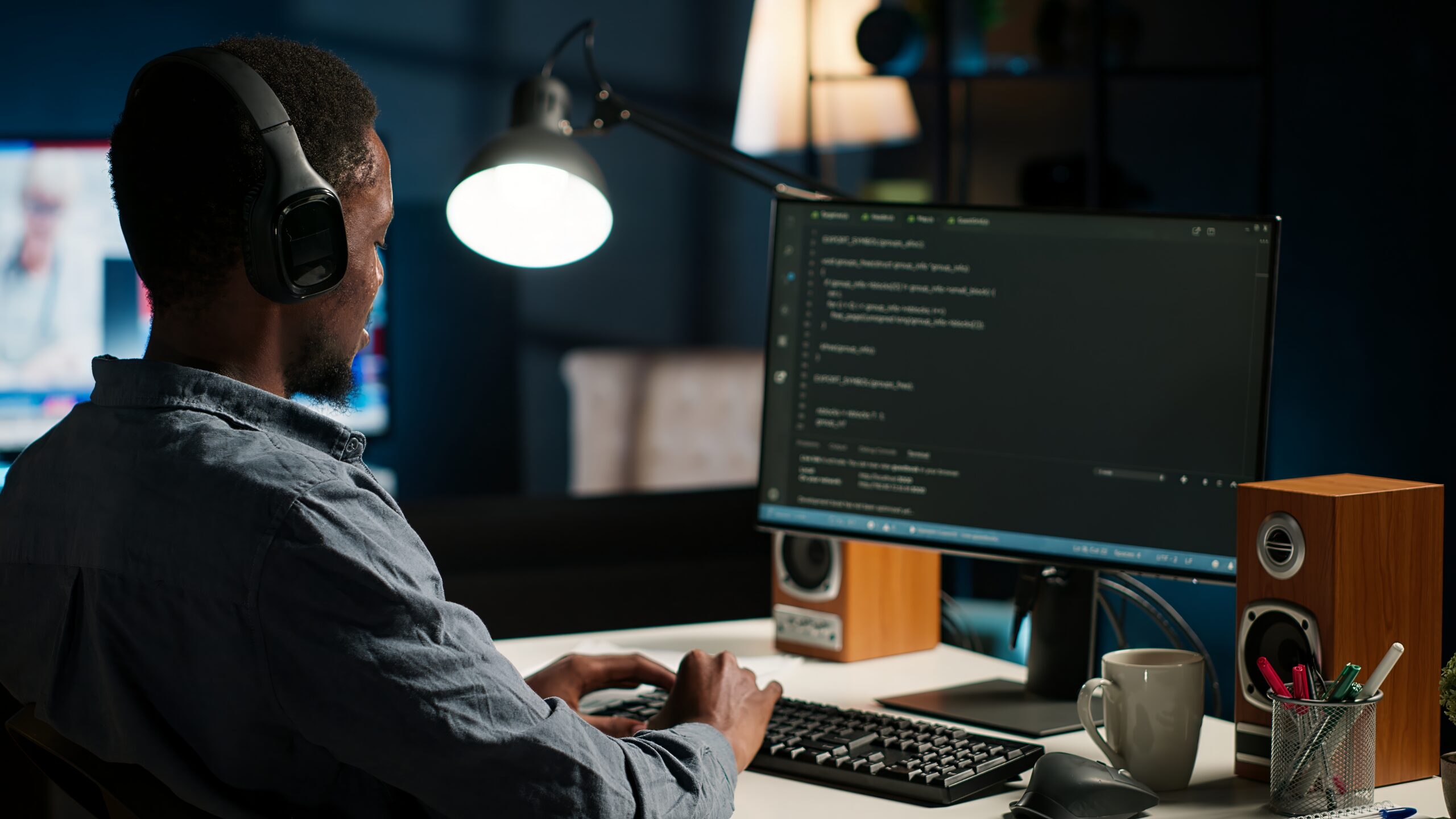 Network operator upgrading script and combining HTML code with IT language in terminal interface. Self employed hardware programmer in control of databases, technical support. Camera B.